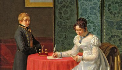 Woman Writing a Letter (detail) by Pierre Duval Lecamus